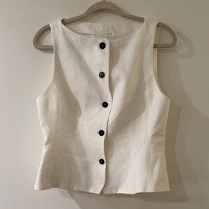 Zara white Sleeveless Button-Up Blouse